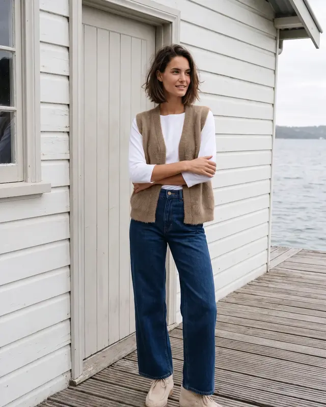 Cecil Open Vest, Verengaren - Creamy Mocha