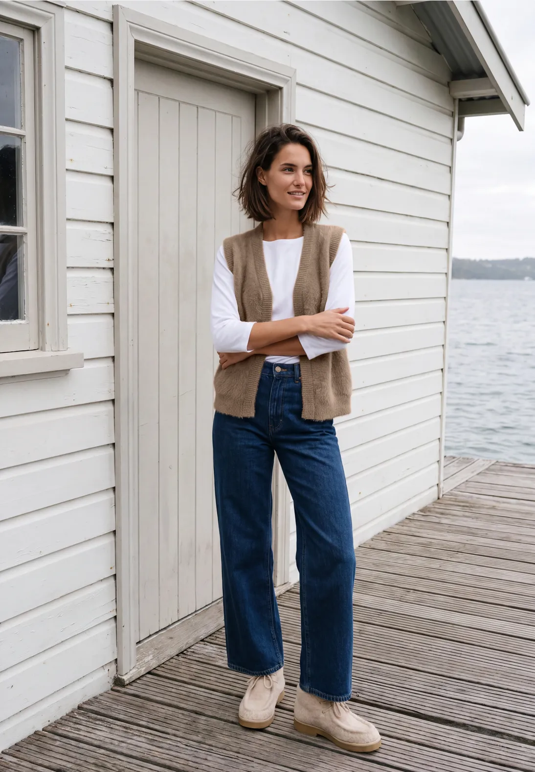 Cecil Open Vest, Verengaren - Creamy Mocha
