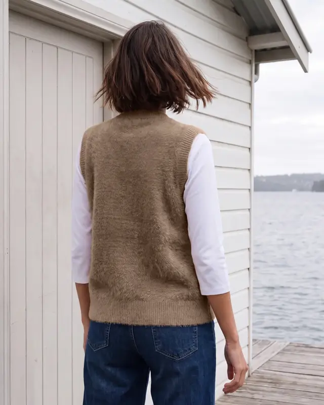 Cecil Open Cardigan, Federgarn - Creamy Mocha