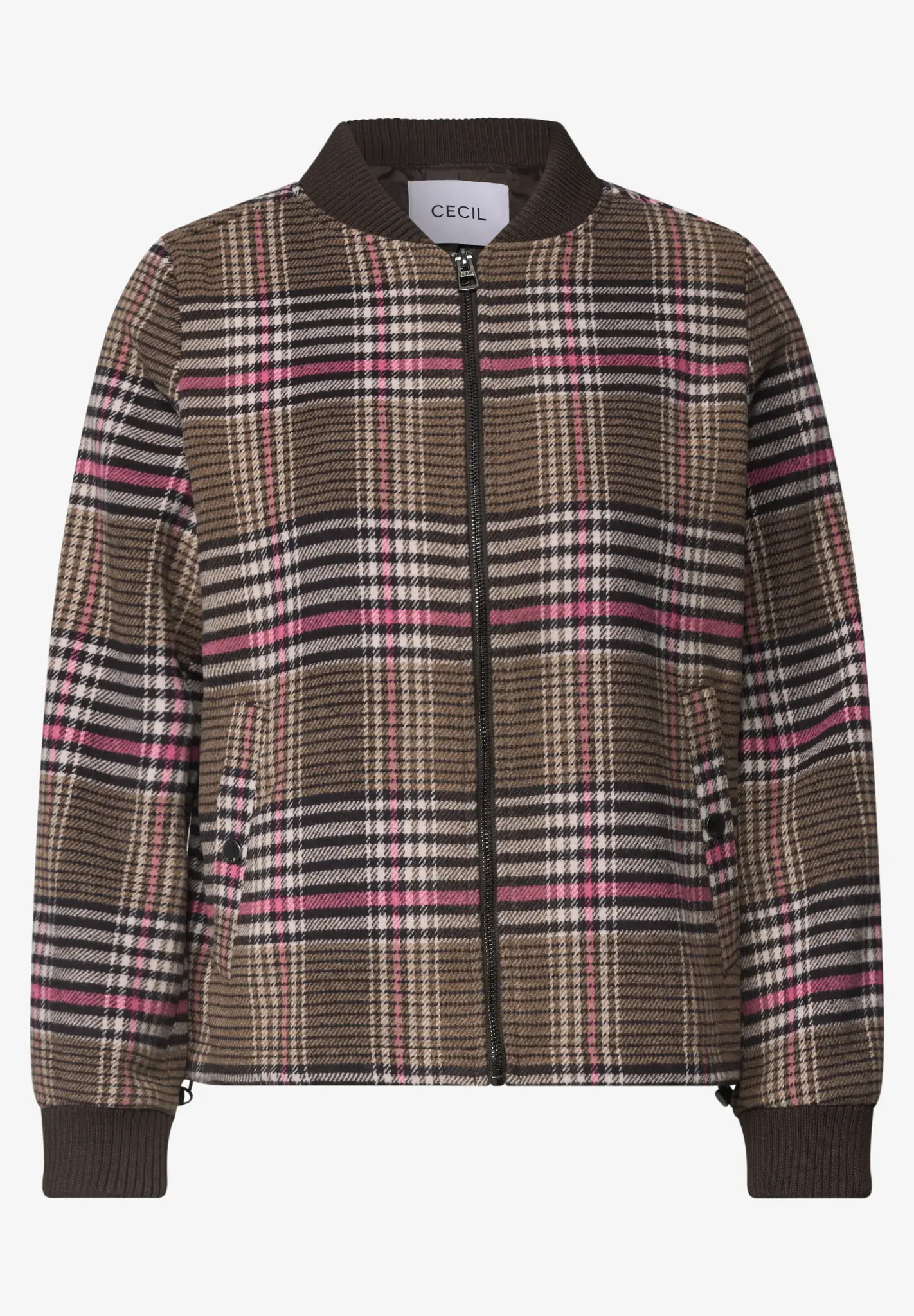 Cecil Blouson with Check and Wool - Dark Toffee Brown