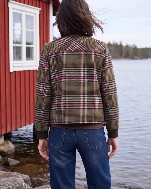 Cecil Blouson mit Karo und Wolle - Dark Toffee Brown