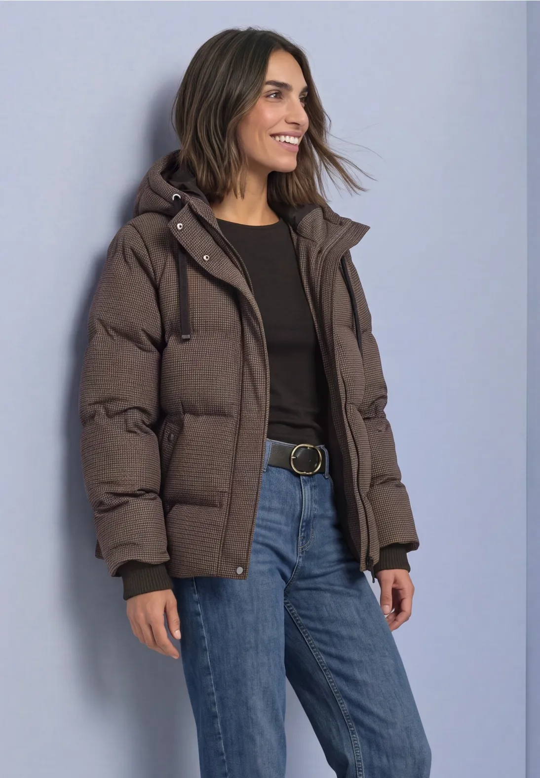 Street One Jacket with Hood - Auburn Brown