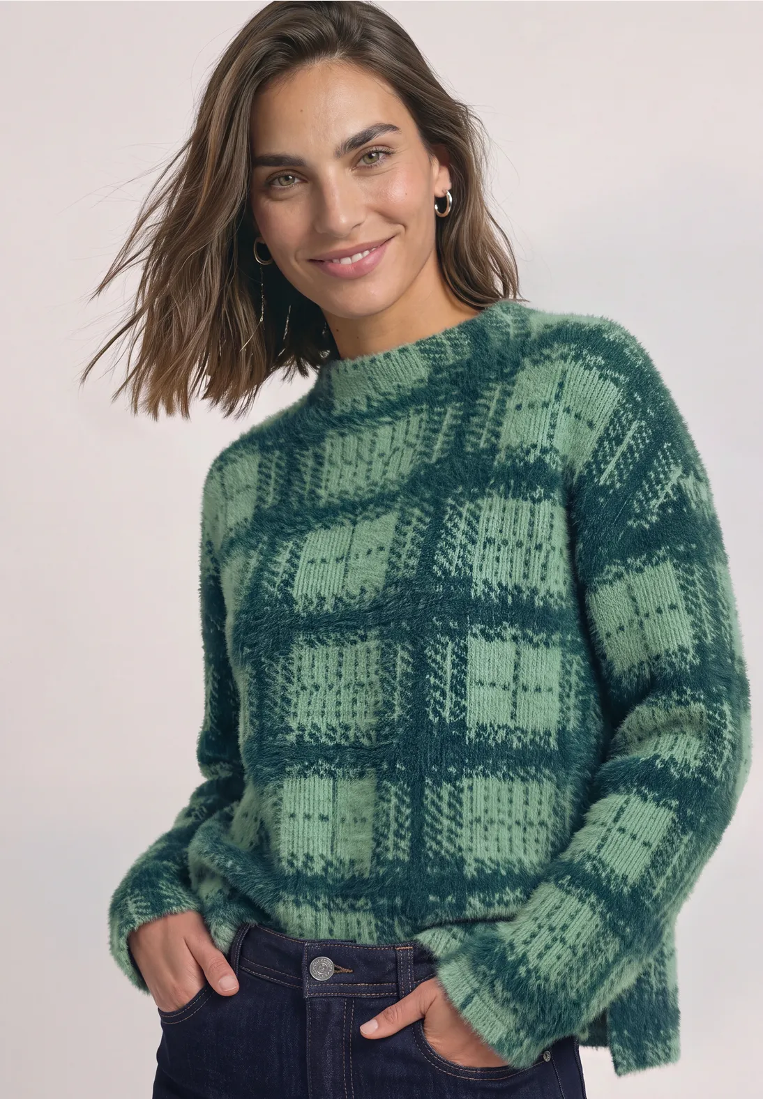 Street One Shirt with Turtleneck - Stormy Green