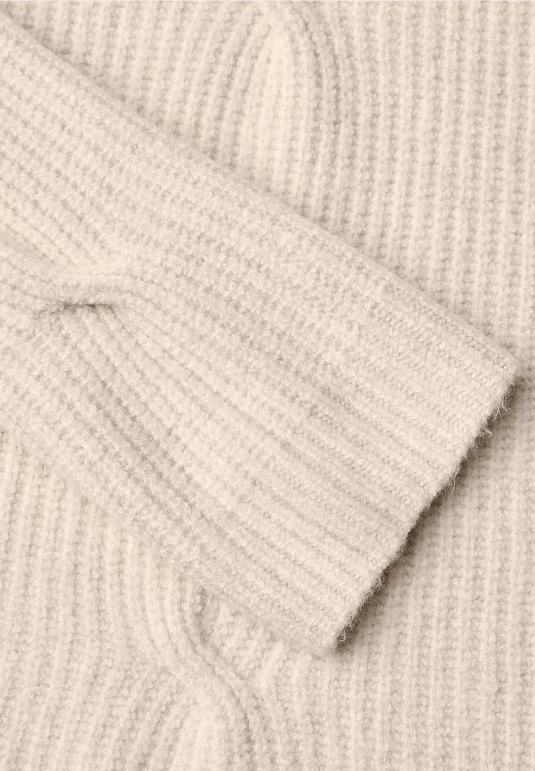 Cecil Trui met Col en Vlechtmotief - Oat Milk Beige Melange