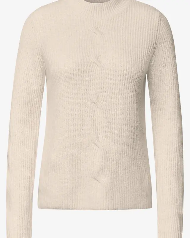 Cecil Jumper with Cable Knit - Oat Milk Beige Melange