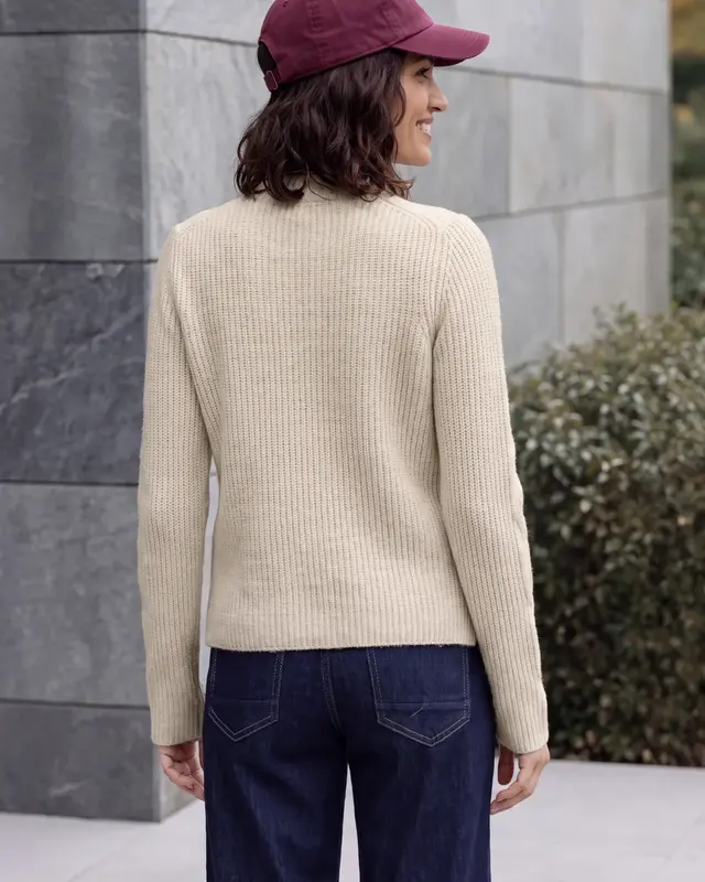 Cecil Pullover mit Zopfmuster - Oat Milk Beige Melange