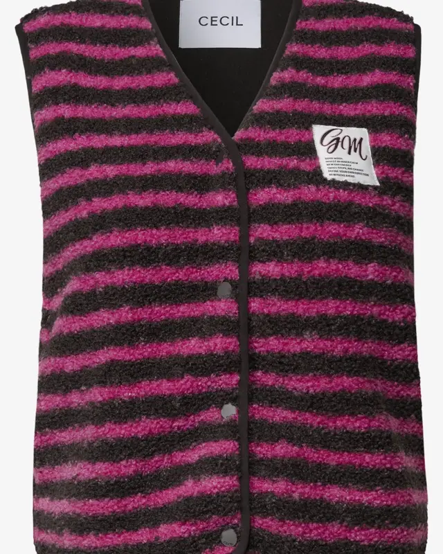 Cecil Teddy Vest with Stripes - Truffle Brown
