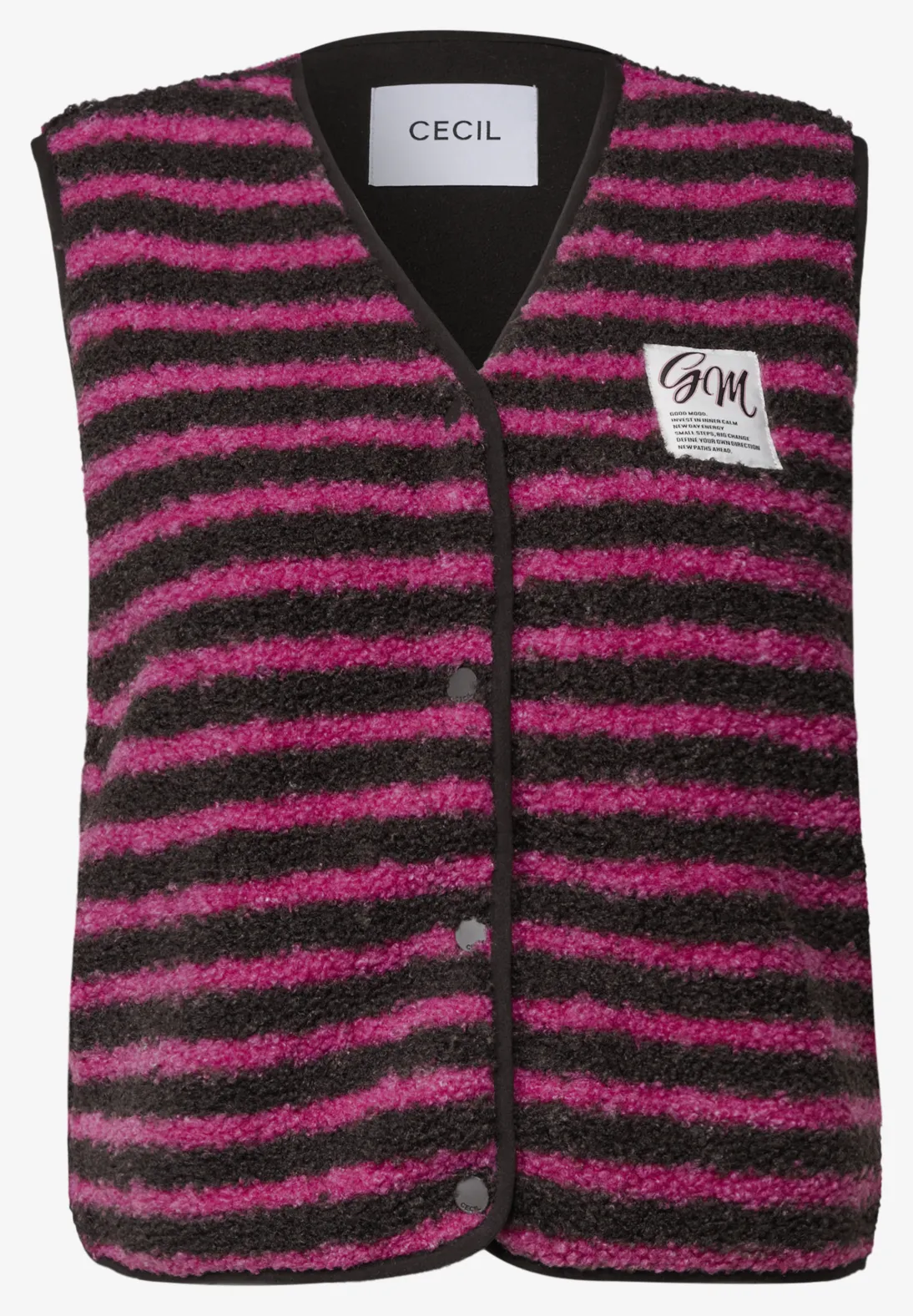 Cecil Teddy Vest met Strepen - Truffle Brown