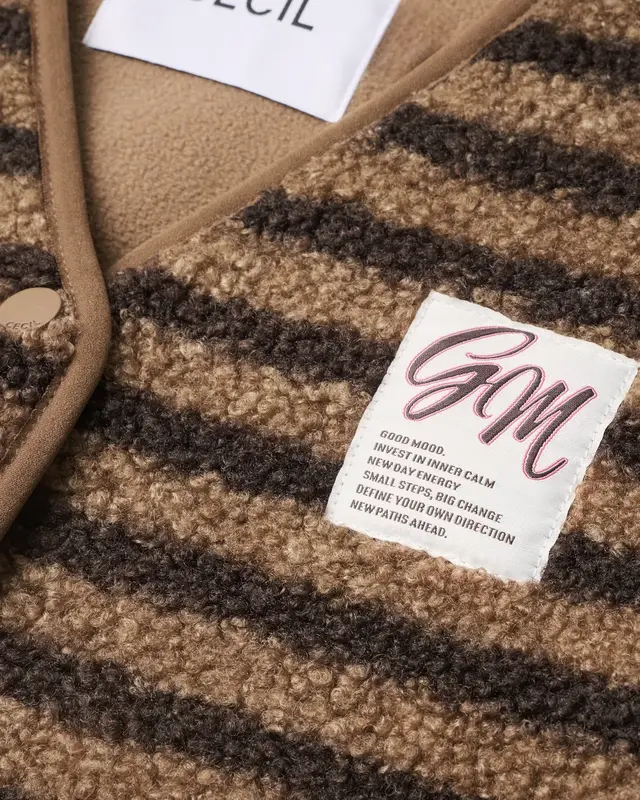 Cecil Teddy Vest met Strepen - Creamy Mocha