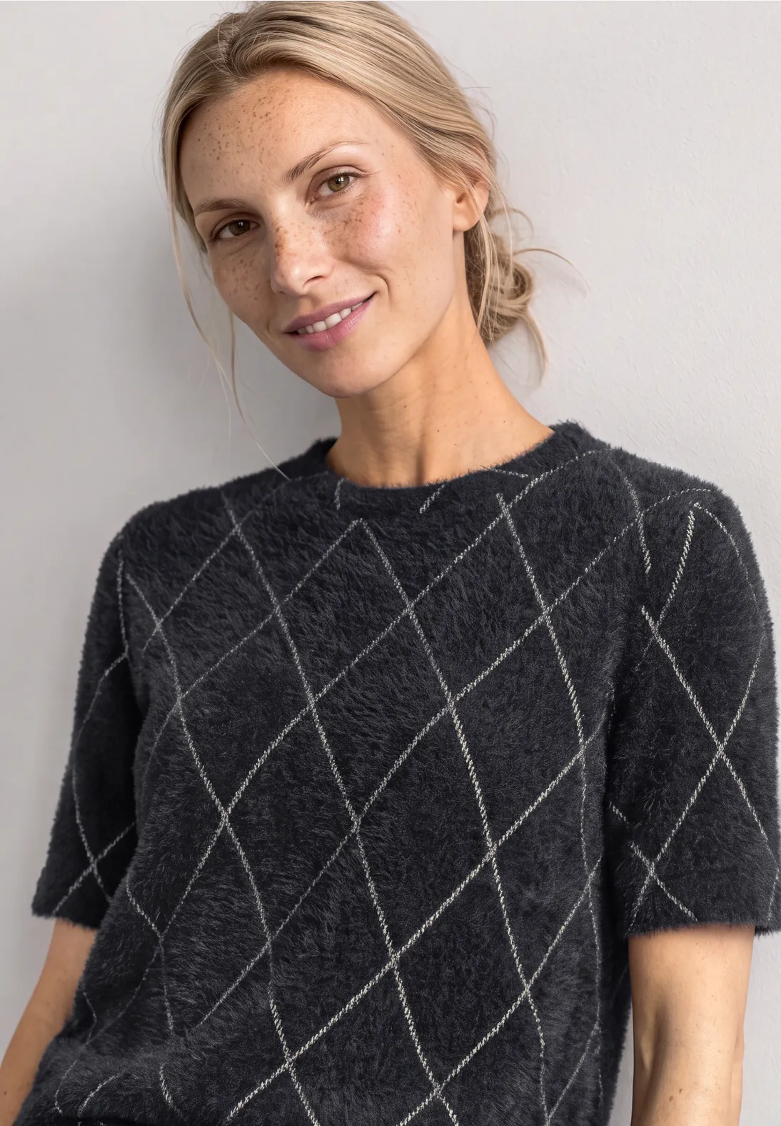 Street One Shirt met Ruit - Armor Grey