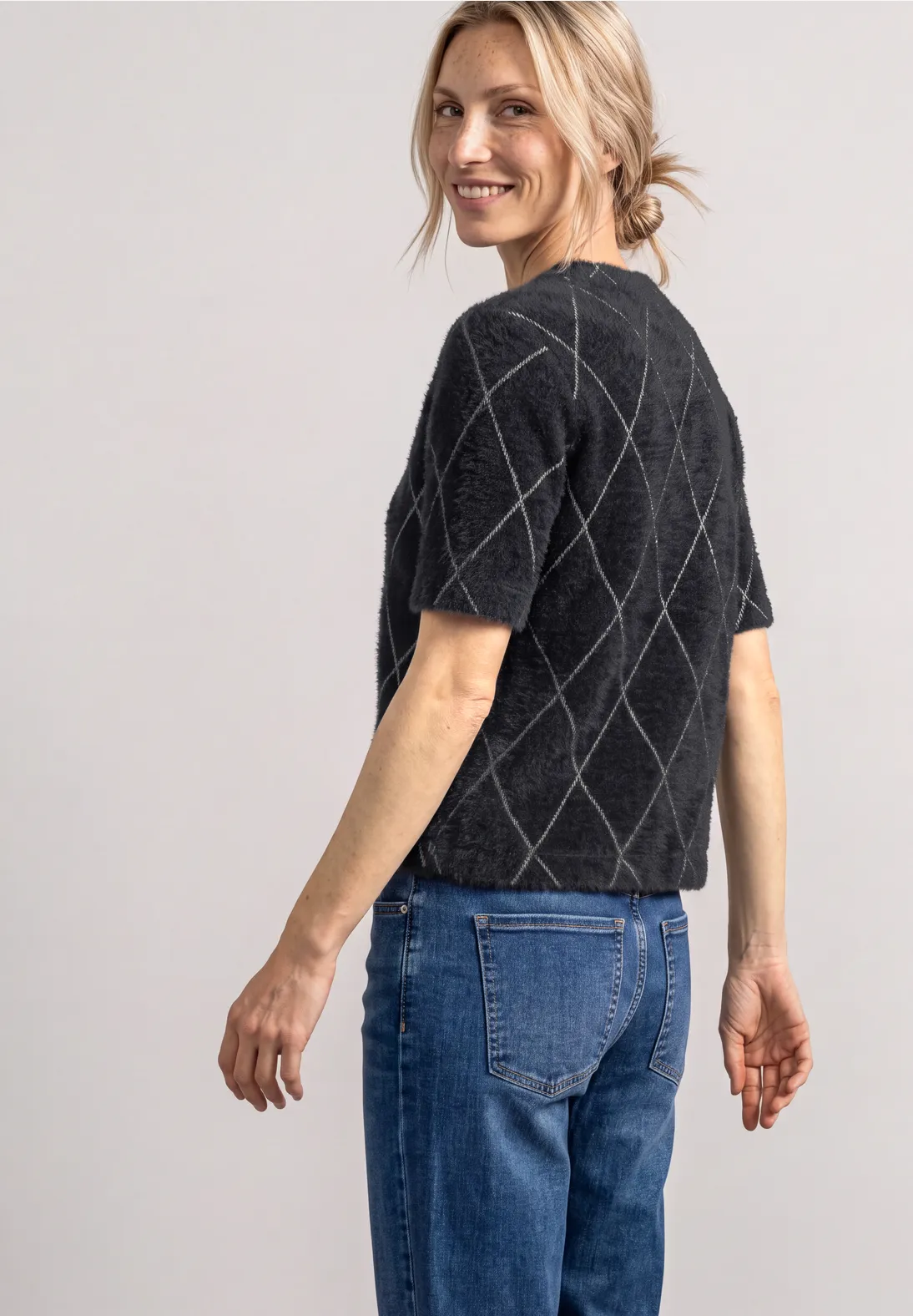 Street One Shirt with Check - Armor Grey