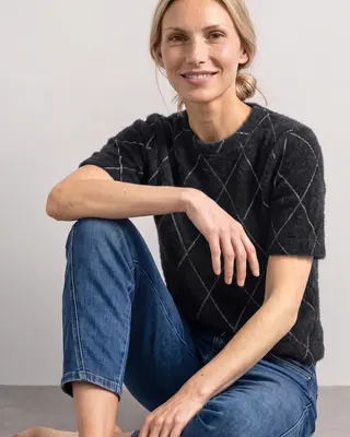 Street One Shirt met Ruit - Armor Grey