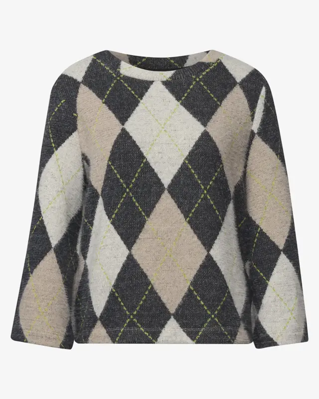 Street One Shirt with Argyle Pattern - Armor Grey