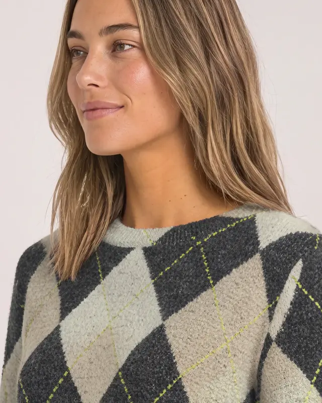 Street One Shirt met Argyle Patroon - Armor Grey