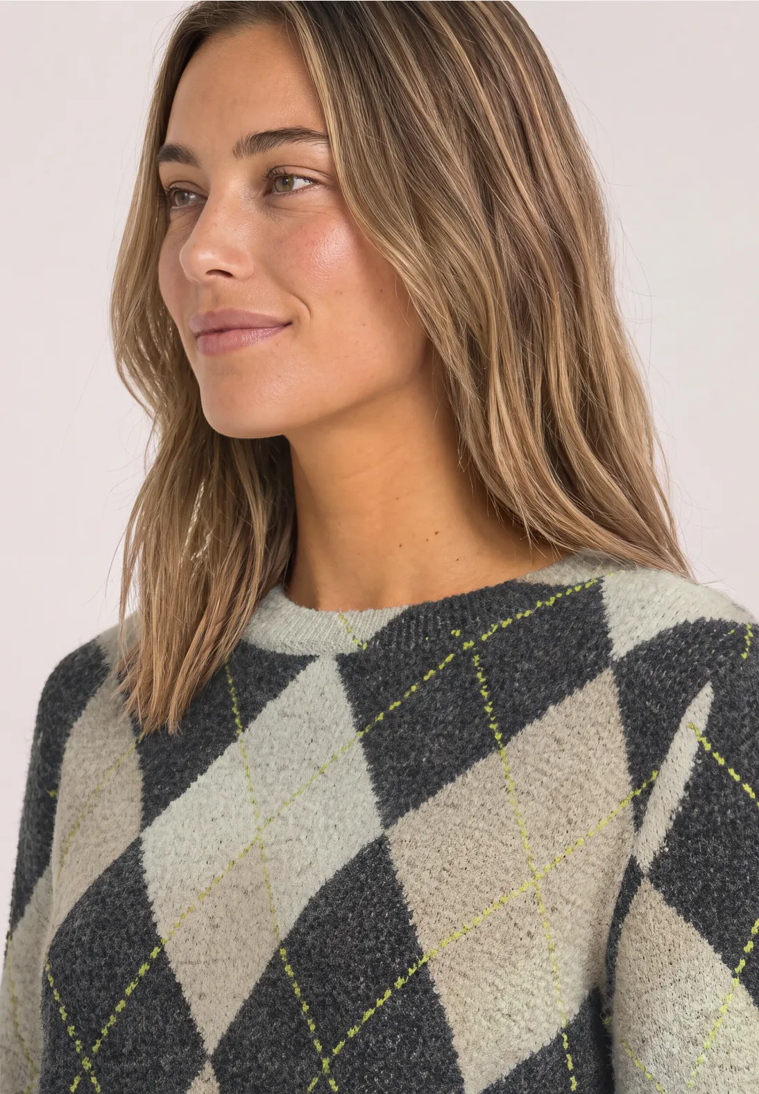 Street One Shirt with Argyle Pattern - Armor Grey