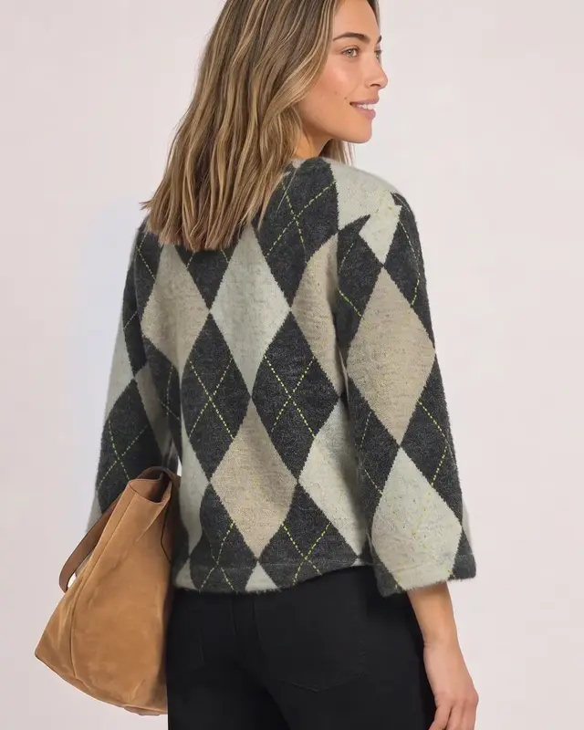 Street One Shirt with Argyle Pattern - Armor Grey