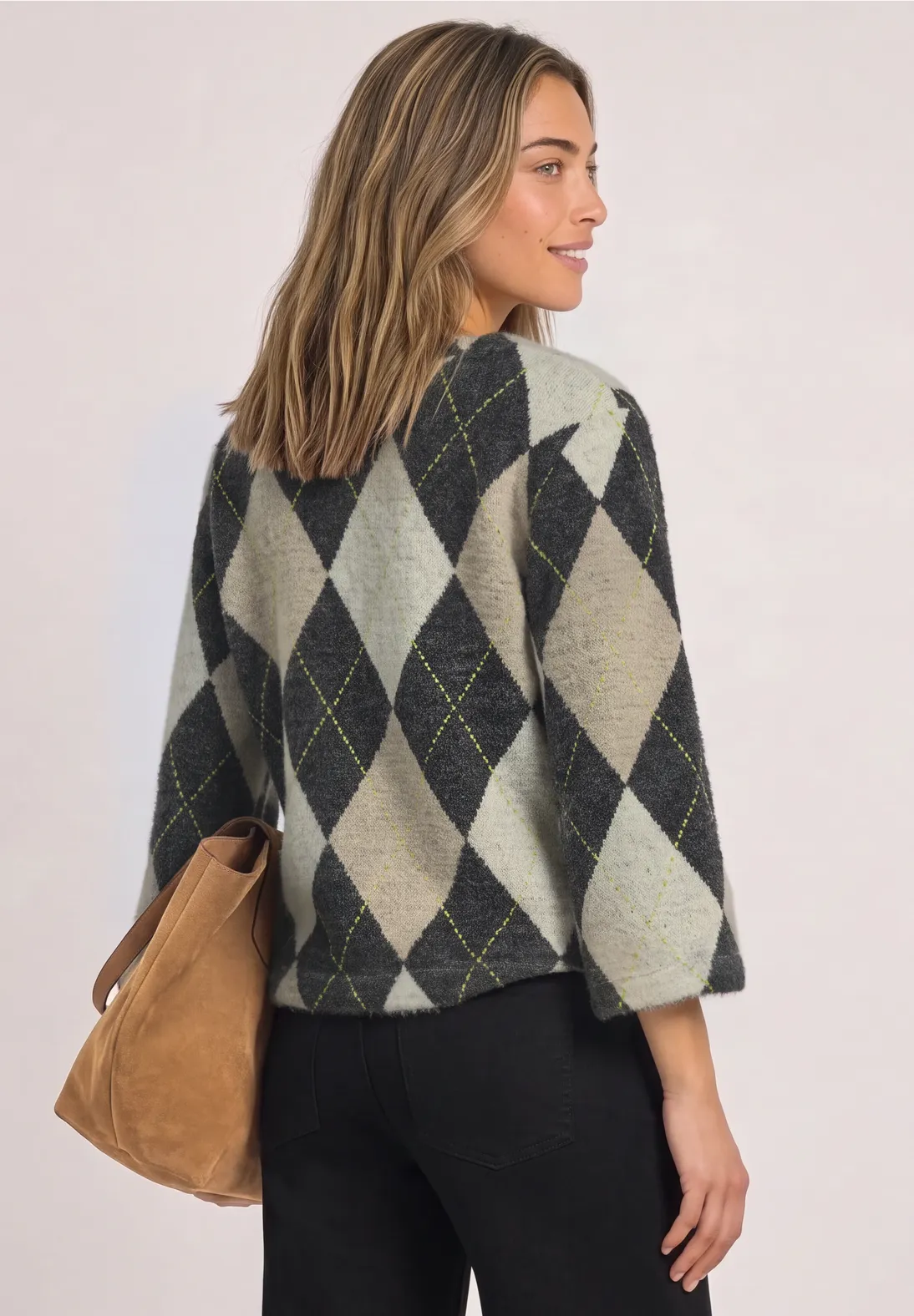Street One Shirt mit Argyle Muster - Armor Grey