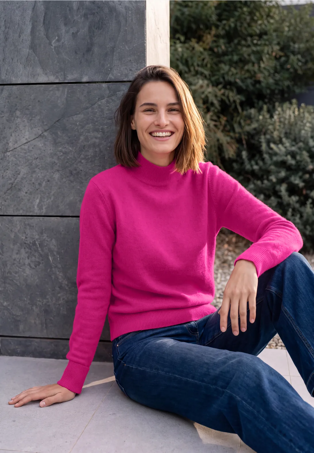 Cecil Trui met Col - Pink Flash Melange