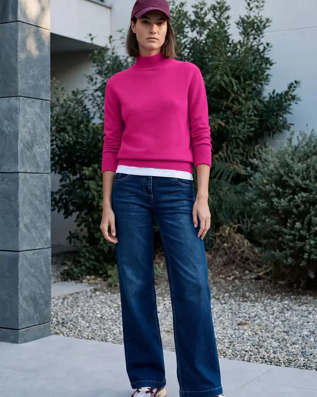 Cecil Pullover mit Rollkragen - Pink Flash Melange