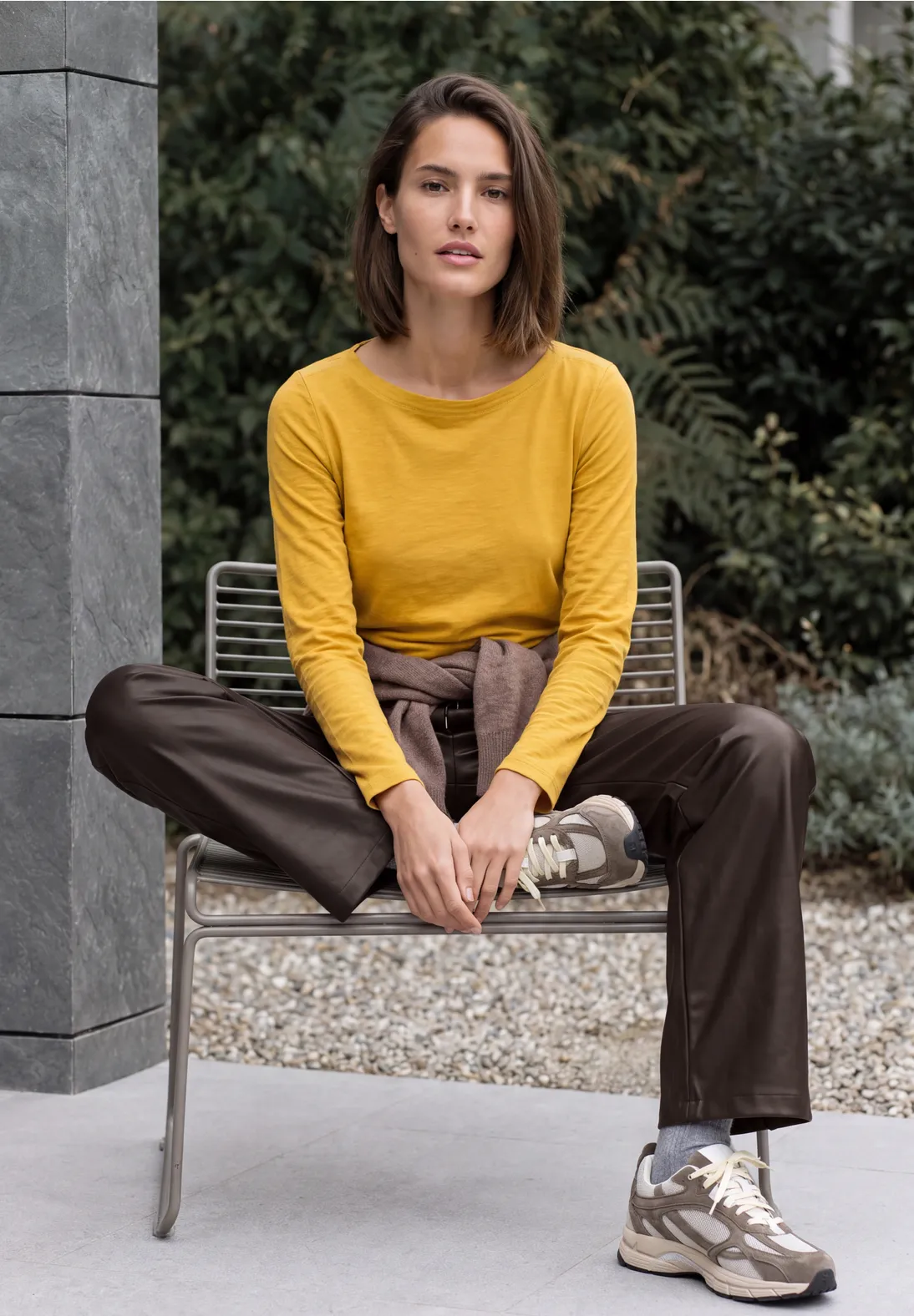 Cecil Leather Look Pants Neele - Truffle Brown