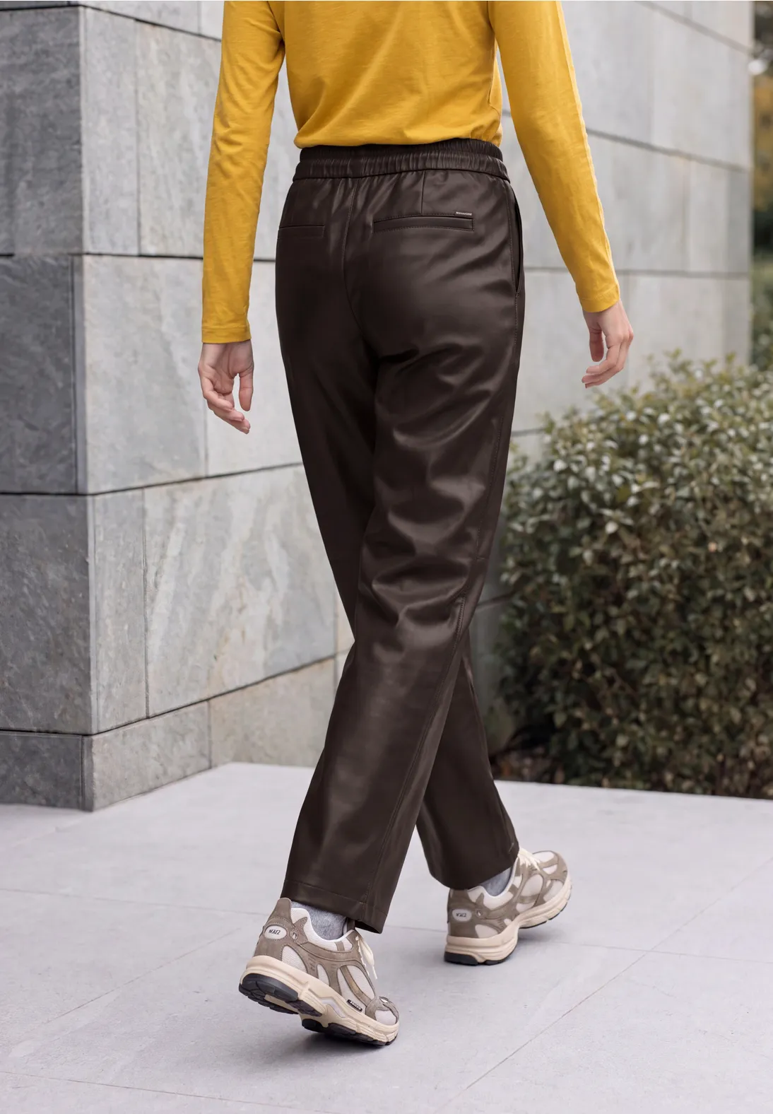 Cecil Leather Look Pants Neele - Truffle Brown