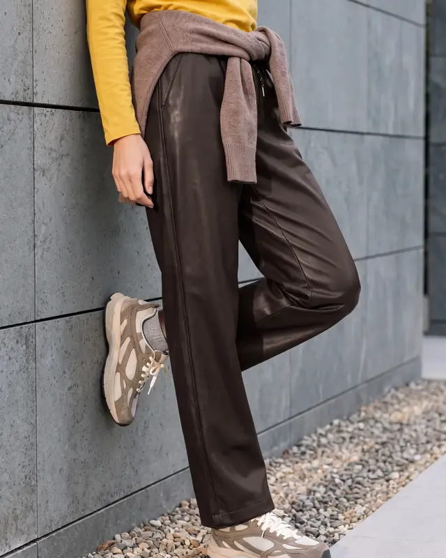 Cecil Leer Look Broek Neele - Truffle Brown