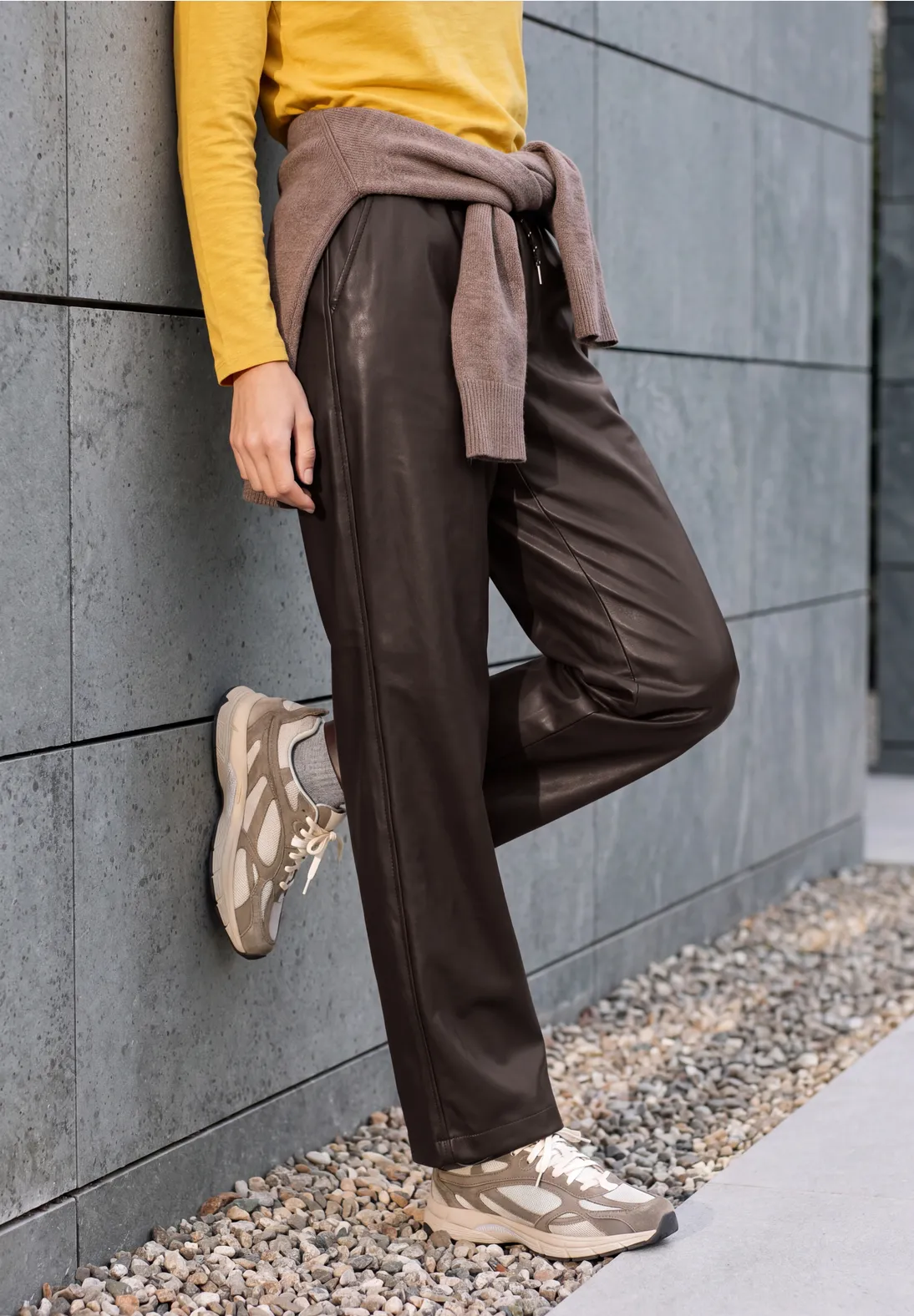 Cecil Leer Look Broek Neele - Truffle Brown