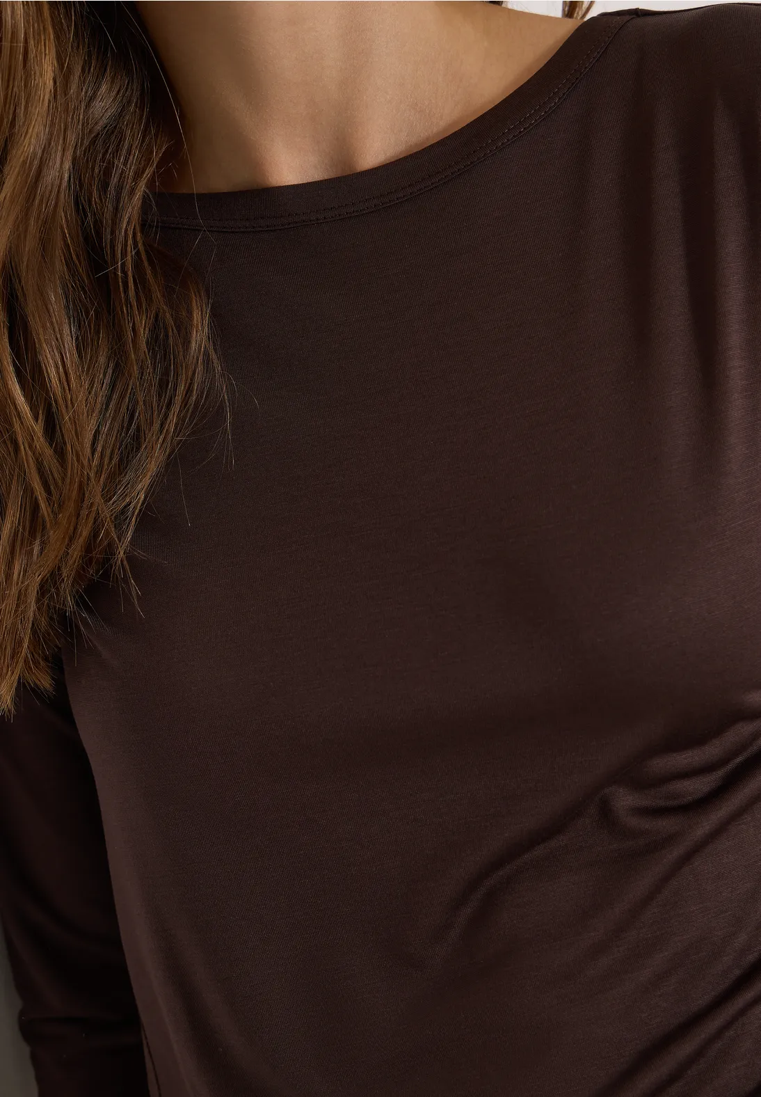 Cecil Longsleeve mit U-Boot Ausschnitt - Truffle Brown