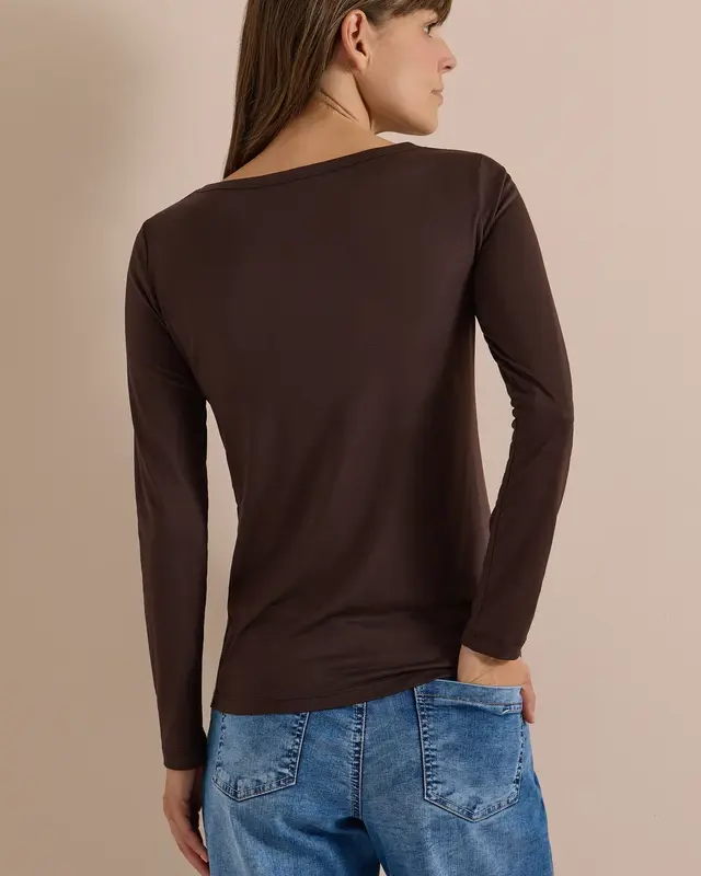 Cecil Longsleeve mit U-Boot Ausschnitt - Truffle Brown