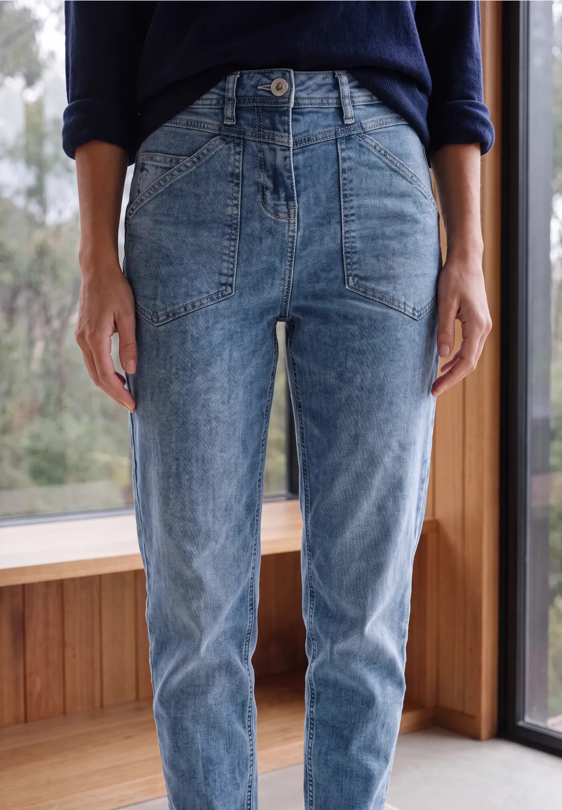 Cecil Barrel Jeans Scarlett - Mid Blue Wash