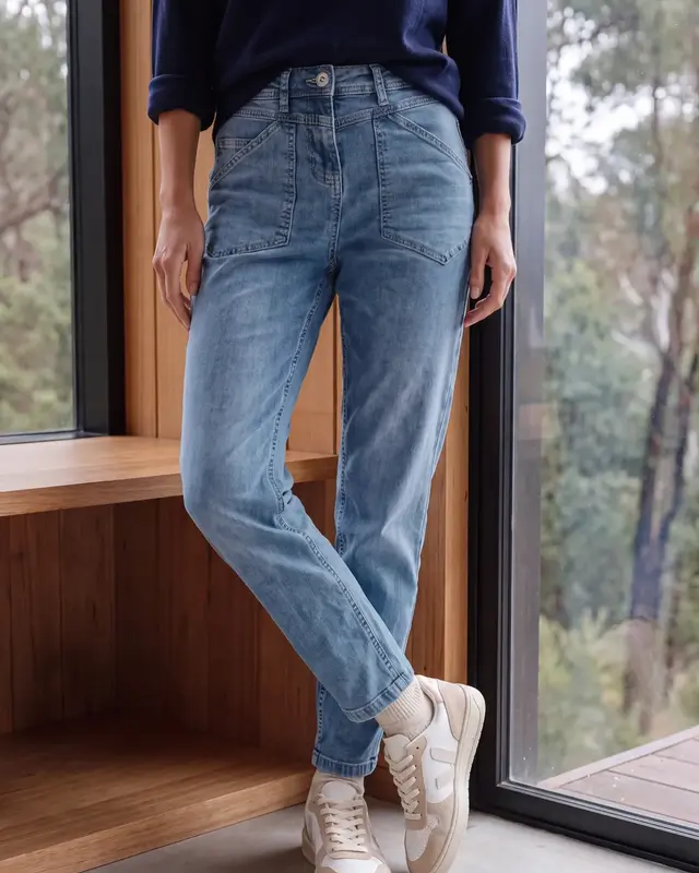 Cecil Barrel Jeans Scarlett - Mid Blue Wash