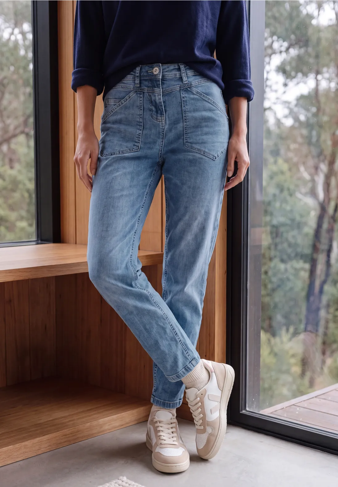Cecil Barrel Jeans Scarlett - Mid Blue Wash