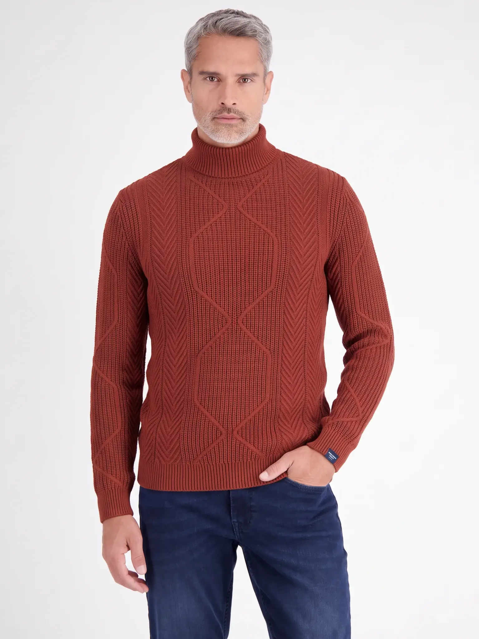 Lerros Col Trui Katoenmix - Maroon Red