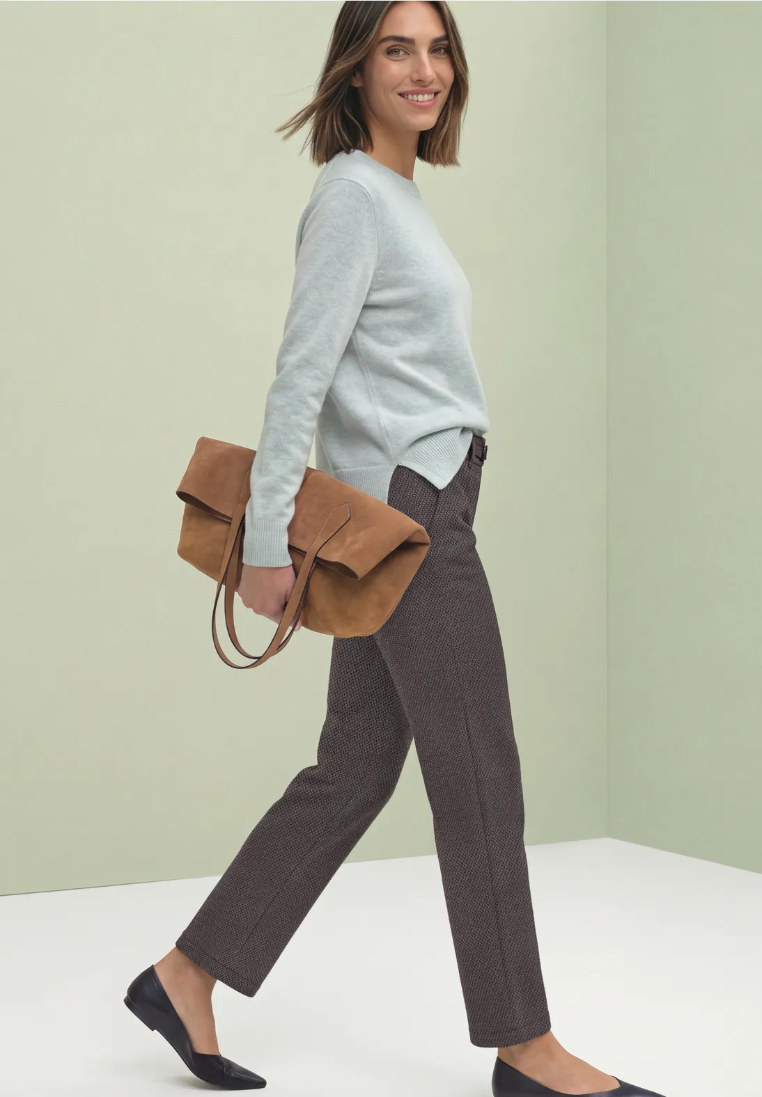 Street One Straight Leg Pants - Light Terra Mocha