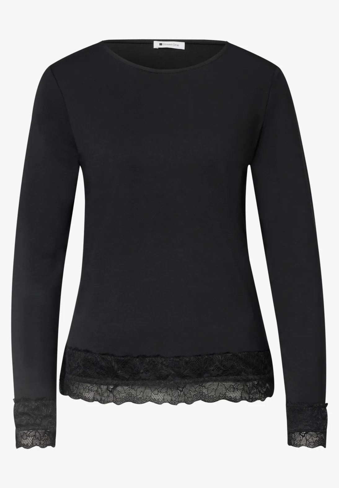 Street One Langarm Shirt mit Spitze - Black