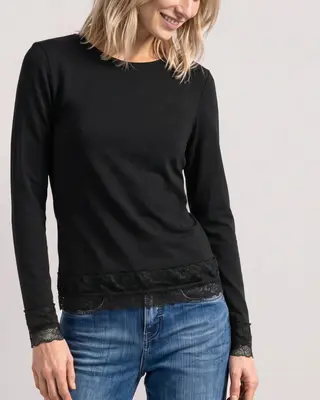 Street One Longsleeve with Lace - Black