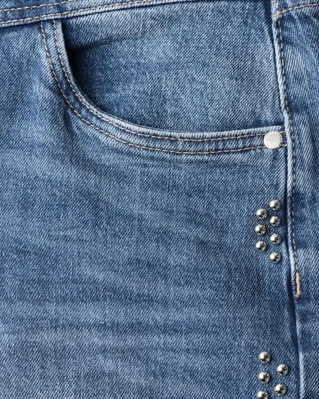 Street One Studio Wide Leg Jeans met Studs Luca - Mid Blue Authentic Washed
