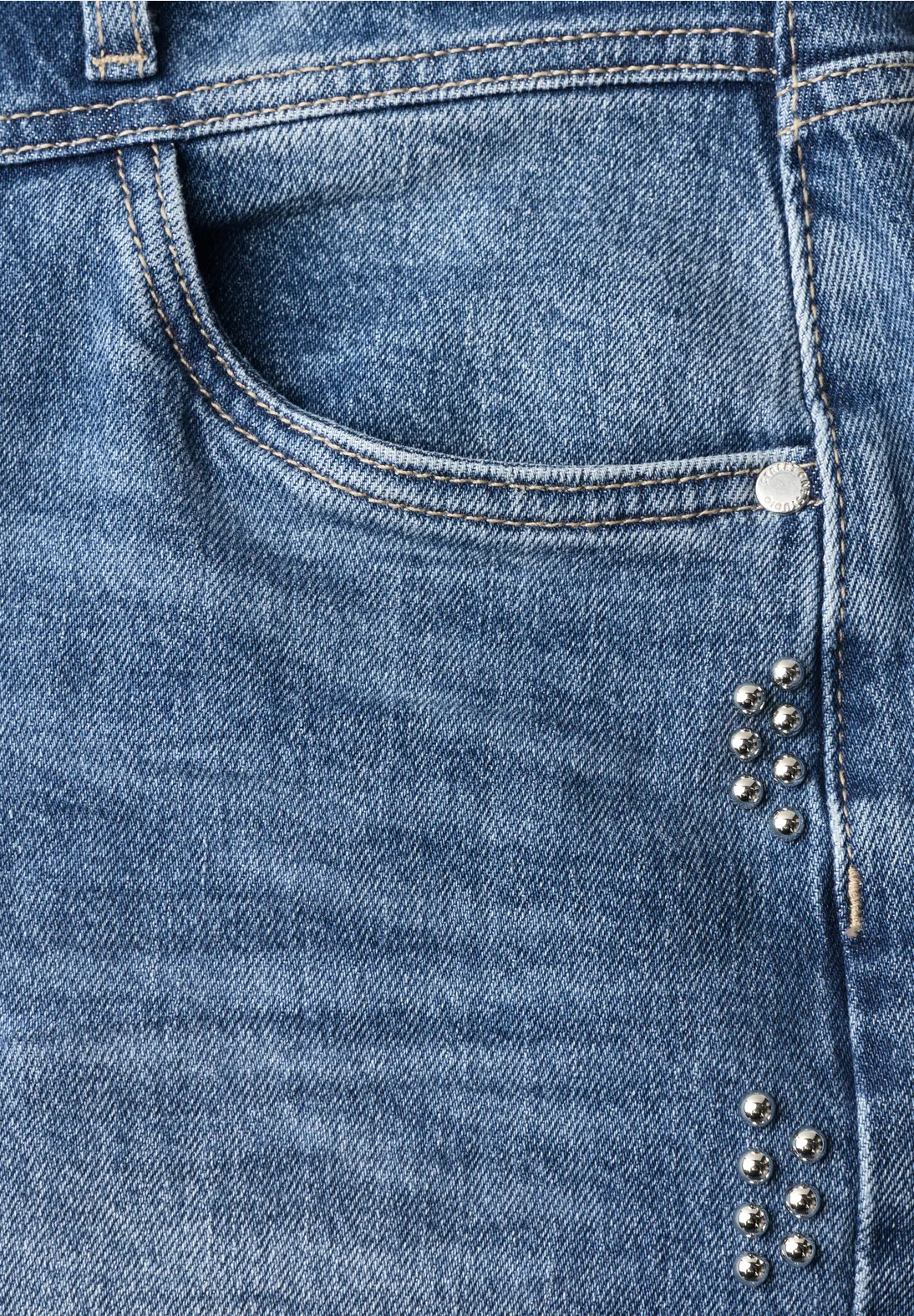 Street One Studio Wide Leg Jeans met Studs Luca - Mid Blue Authentic Washed
