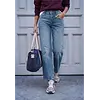 Wide Leg Jeans mit Nieten Luca - Mid Blue Authentic Washed