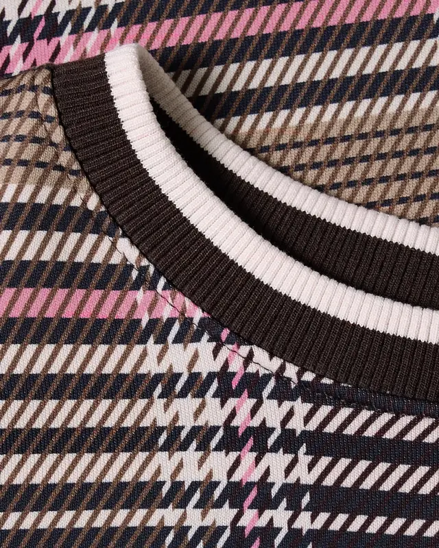 Cecil Sweatshirt met Ruit - Dark Toffee Brown