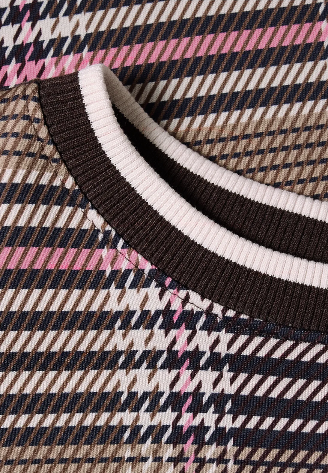 Cecil Sweatshirt met Ruit - Dark Toffee Brown