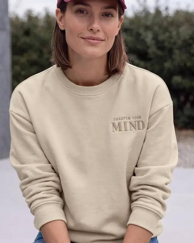 Cecil Sweatshirt met Backprint - Pearl Beige