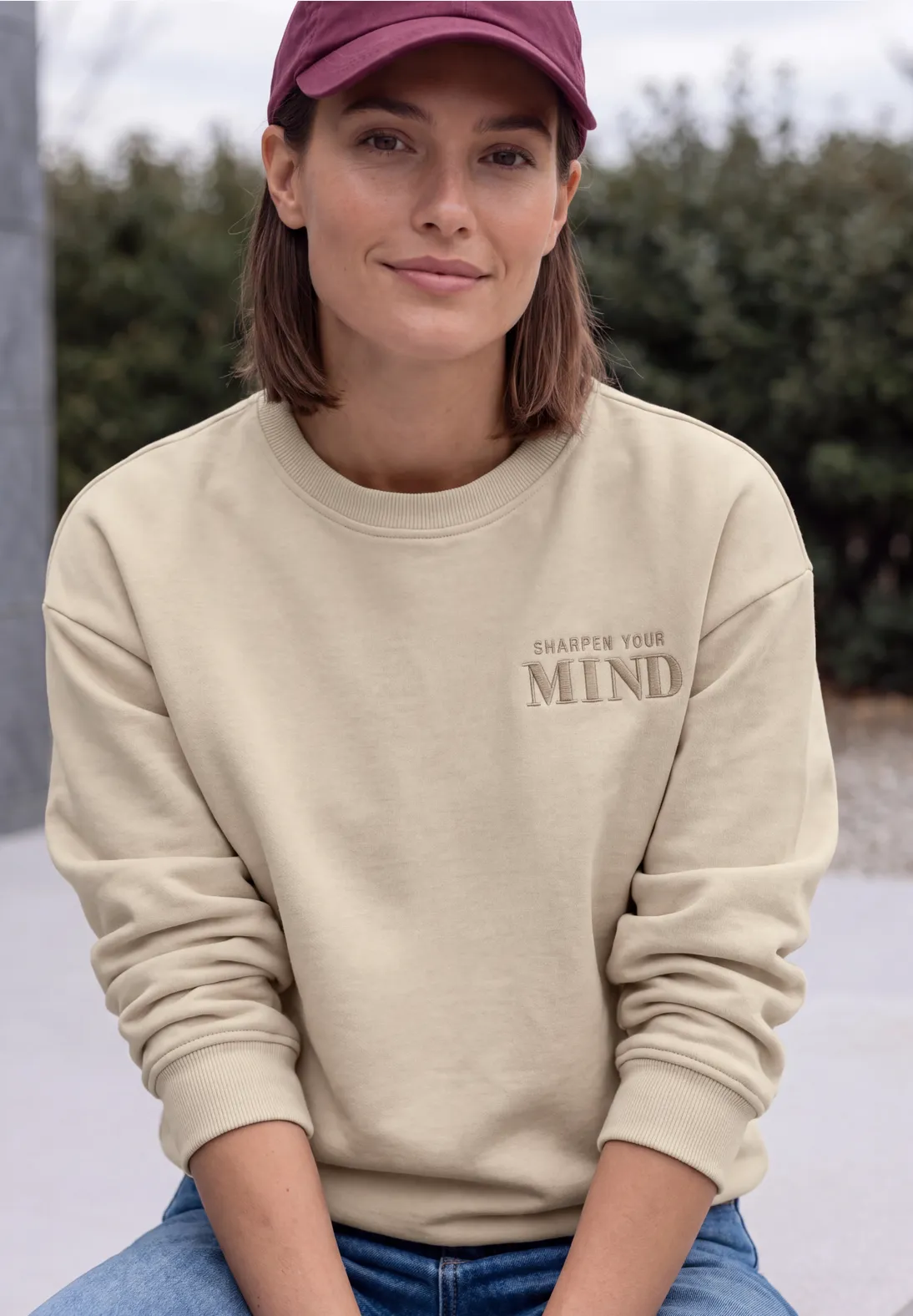 Cecil Sweatshirt mit Backprint - Pearl Beige