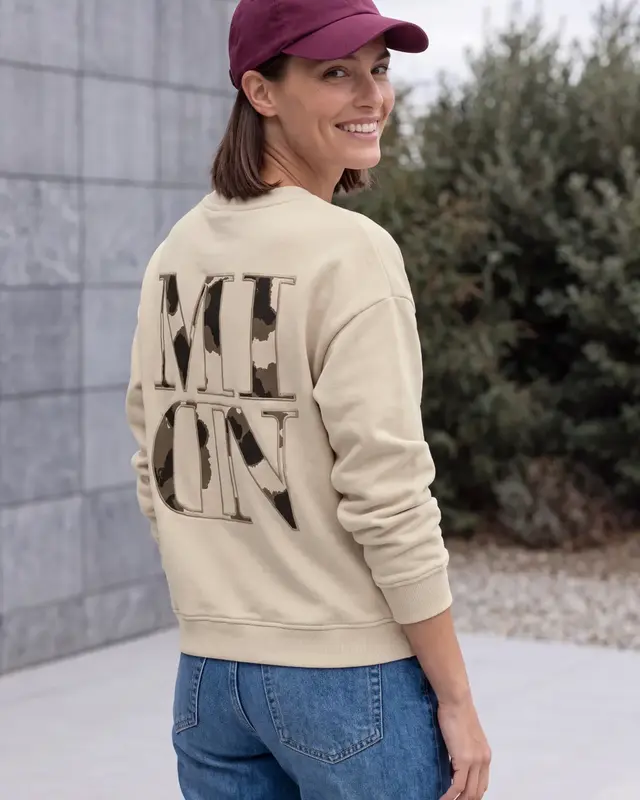 Cecil Sweatshirt met Backprint - Pearl Beige
