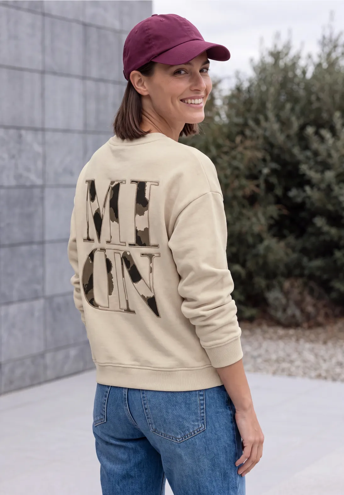 Cecil Sweatshirt mit Backprint - Pearl Beige