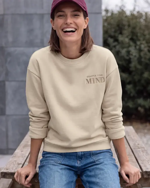 Cecil Sweatshirt met Backprint - Pearl Beige