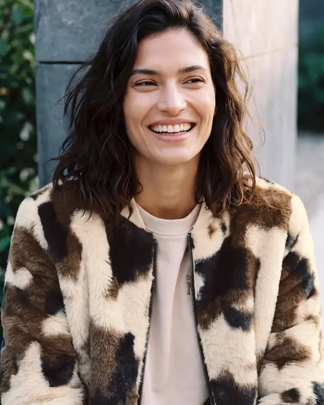 Cecil Kunstbont Blouson - Pearl Beige