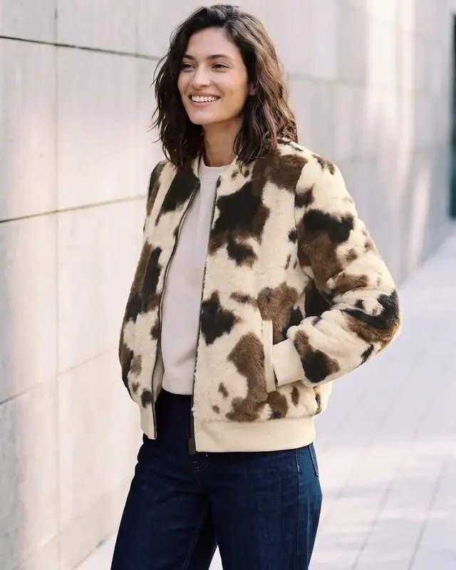 Cecil Kunstbont Blouson - Pearl Beige