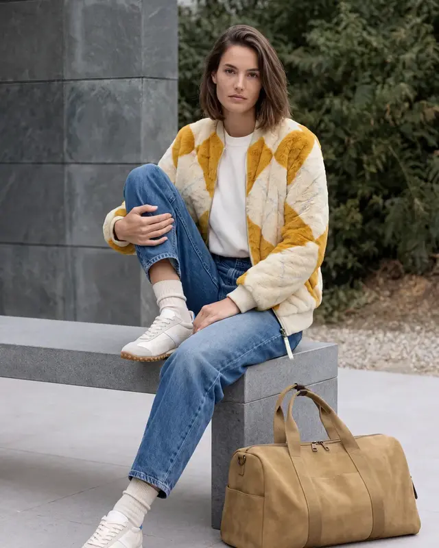 Cecil Blouson Argyle Pattern - Golden Honey