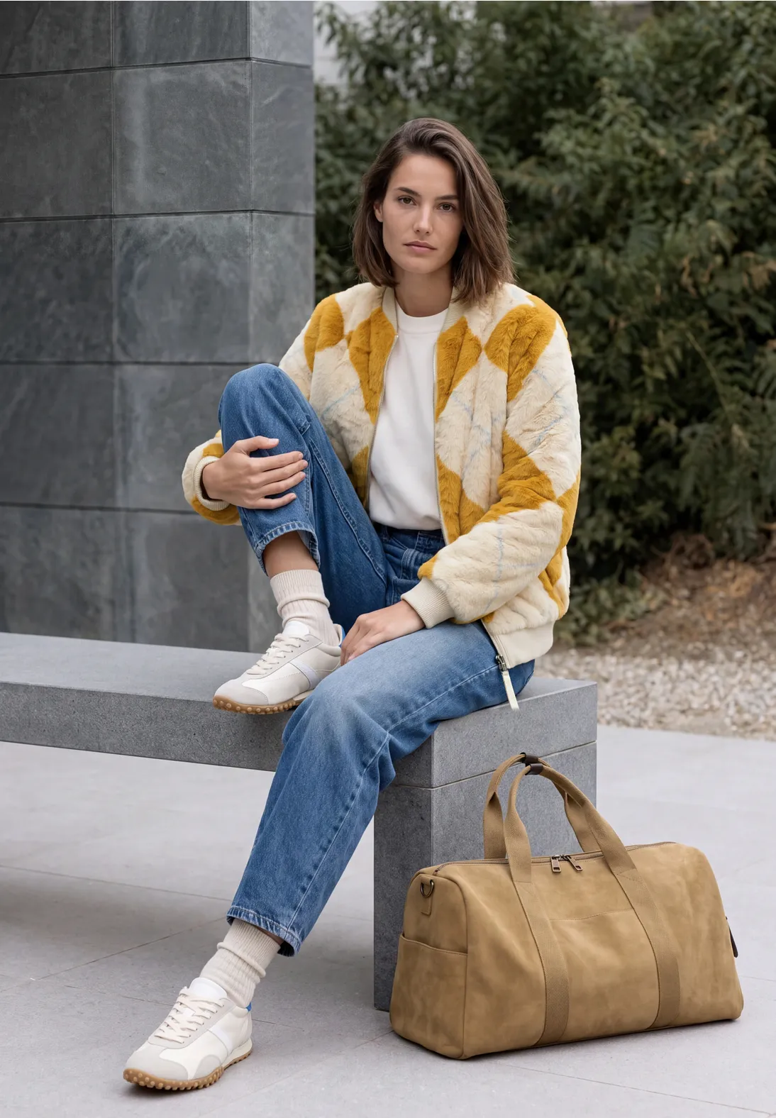 Cecil Blouson Argyle Patroon - Golden Honey